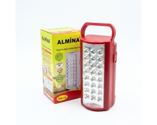 ALMINA ліхтар переносний світлодіодний з повербанком,  24 LED, 30000mAh, вбудований акумулятор 6V  