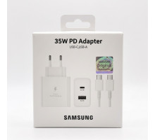 Зарядний пристрій Samsung 35W Dual Charger (USB-C Power Delivery + USB-A) з кабелем Type-C/Type-C (white)