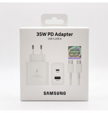 Зарядний пристрій Samsung 35W Dual Charger (USB-C Power Delivery + USB-A) з кабелем Type-C/Type-C (white)