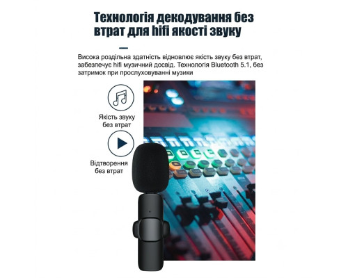 Мікрофон петличний бездротовий K35 Lavalier 3,5 mm.
