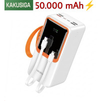 Повербанк 50000 mAh Kakusiga KSC-1090 (22.5W / PD 20W) со встроенными кабелями (White)