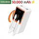 Повербанк 50000 mAh Kakusiga KSC-1090 (22.5W / PD 20W) зі вбудованими кабелями (White)