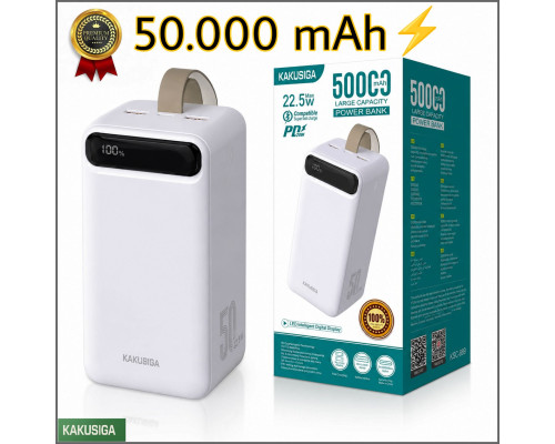 Повербанк 50000 mAh (22,5W), KAKUSIGA KSC-889 Juyuan Series (white)