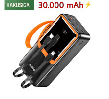 Повербанк 30000 KAKUSIGA KSC-1089 з вбудованими кабелями та LED дисплеєм