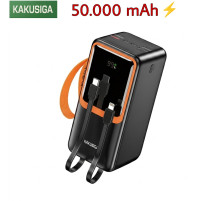 Повербанк 50000 mAh Kakusiga KSC-1090 (22.5W / PD 20W) со встроенными кабелями (Black)
