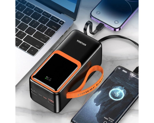 Повербанк 50000 mAh Kakusiga KSC-1090 (22.5W / PD 20W) зі вбудованими кабелями (Black)