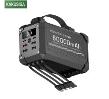 Повербанк 60000 mAh KAKUSIGA KSC-1276, PD20W+22.5W, с фонарём и встроенными кабелями для зарядки