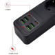 Мережевий фільтр-подовжувач 2 метри, з USB та Type-C на 3 розетки (3000W / 10A), black