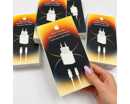 Комплект для Apple: Швидкий зарядний пристрій 20W USB-C Power Adapter + Кабель Lightning to USB-C (I14-72)