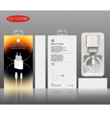 Комплект для Apple: Швидкий зарядний пристрій 20W USB-C Power Adapter + Кабель Lightning to USB-C (I14-72)