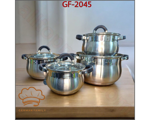 Набір посуду German Family GF-2045 з нержавіючої сталі (8 предметів)