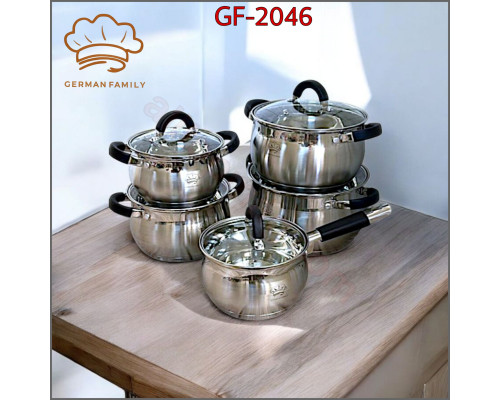 Набір посуду German Family GF-2046 з нержавіючої сталі (10 предметів)