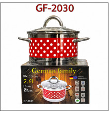 Каструля German Family GF-2030 (2.6 л, нержавіюча сталь, зі скляною кришкою)