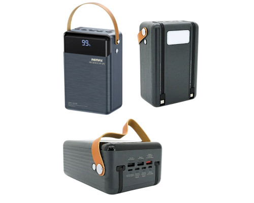 Повербанк REMAX RPP-566 80.000 mAh з ліхтарем і вбудованими кабелями (black)
