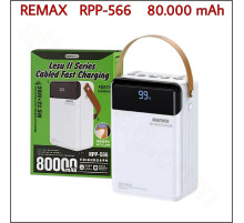 Повербанк REMAX RPP-566 80.000 mAh с фонарём и встроенными кабелями (white)